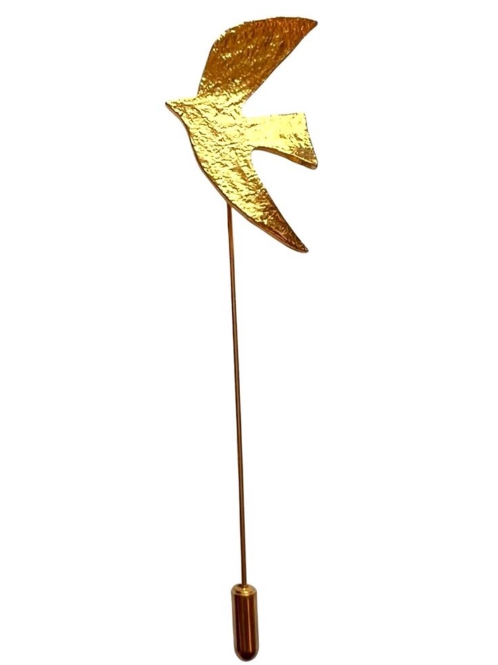 Vintage Cecile Jeanne Paris Jewelry Modernist Gold Pin Dove Minimalist Brooch